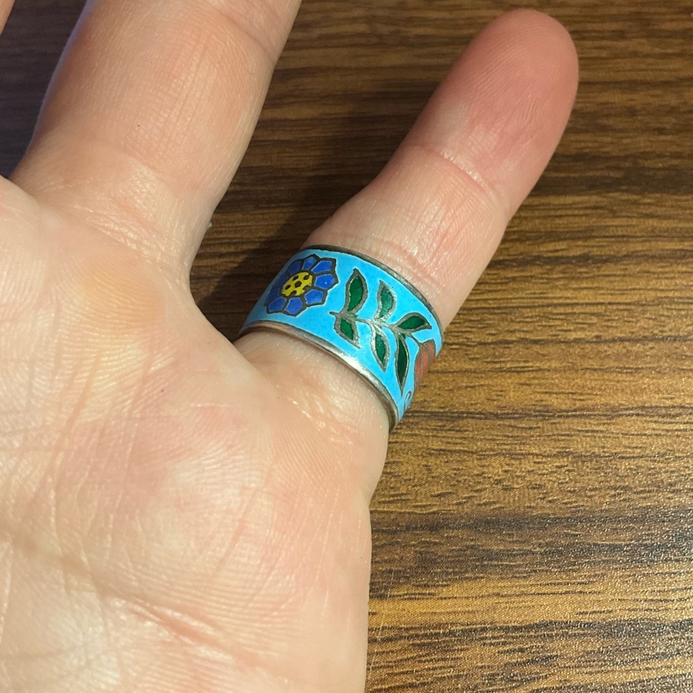 Colorful Thai Sterling Silver Band - Picture 2 of 8